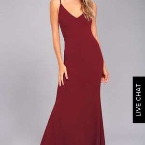 Lulus long, Maroon bridesmaid dress. Size small